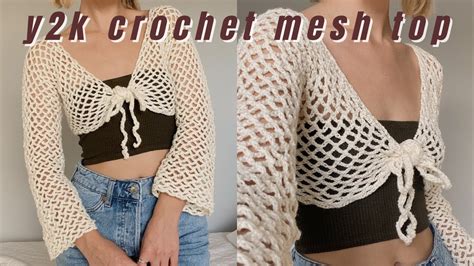 y2k crochet|crochet mesh front tie cardigan.